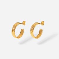 Stainless Steel Stud Earring, Letter C, 18K gold plated, for woman & hollow 