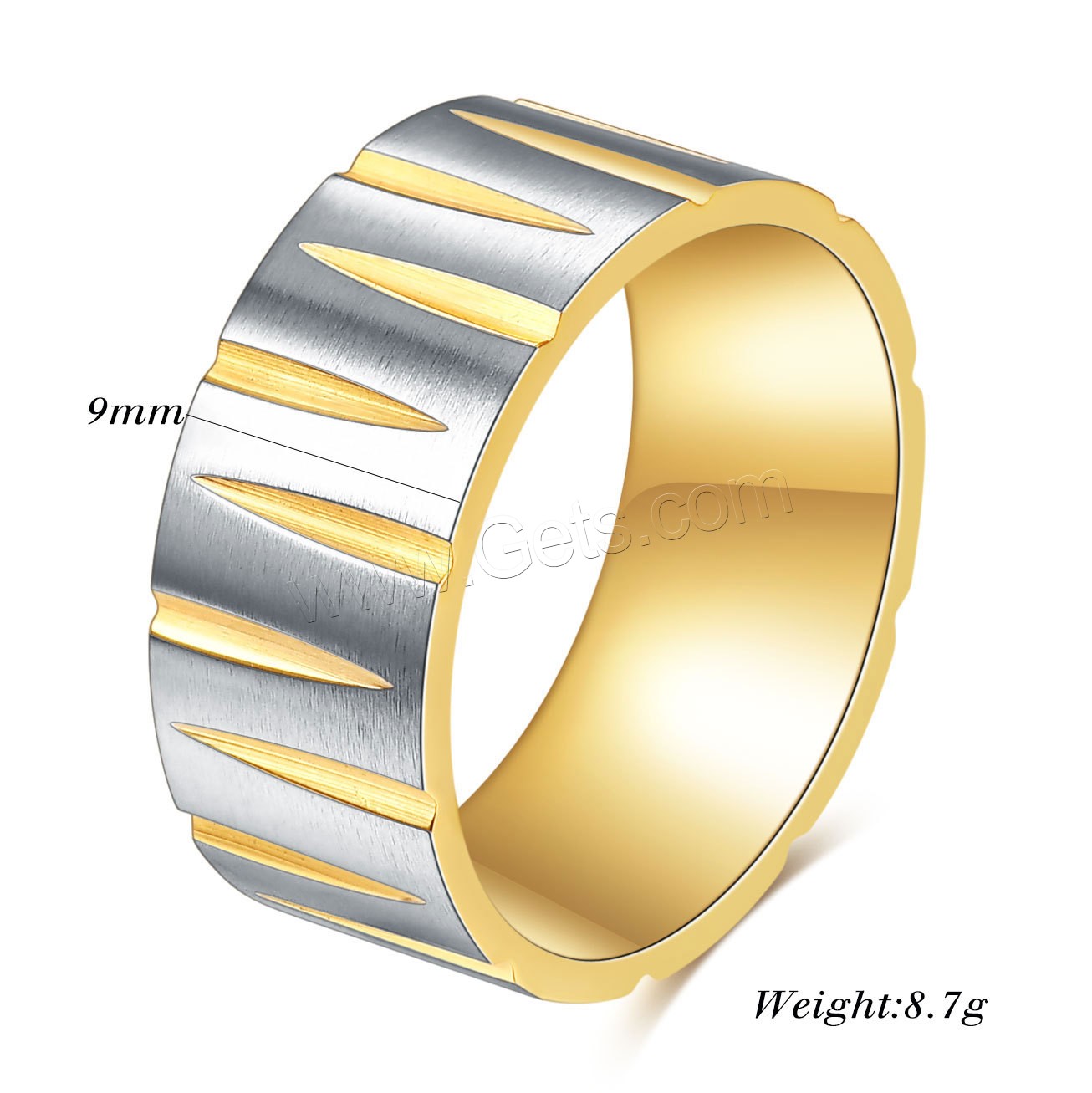 チタン鋼 指輪, メッキ, 異なるサイズの選択 & 男性用, 無色, 9mm, サイズ:7-12, 売り手 パソコン
