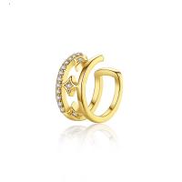 Brass Earring Clip, Crown, gold color plated, micro pave cubic zirconia & for woman & hollow 