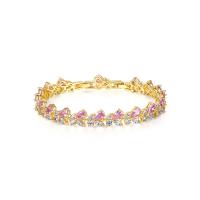 Cubic Zirconia Micro Pave Brass Bracelet, Crown, plated, micro pave cubic zirconia & for woman Approx 6.69 Inch 