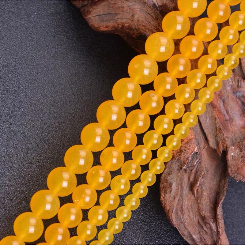 Yellow Calcedony Beads, Round, natural, different size for choice, Grade AAAAA, Hole:Approx 1mm, Length:Approx 15.5 Inch, Sold By Strand