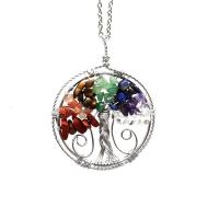 Tree Of Life Necklace, Natural Stone, with Brass, platinum color plated & for woman 50mm Approx 19.69 Inch 