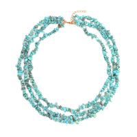 Collier turquoise en alliage de Zinc , avec alliage de zinc, avec 1.97 chaînes de rallonge, guitare, Placage de couleur d'or, trois couches & bijoux de mode, couleurs mélangées .9 pouce, Vendu par PC