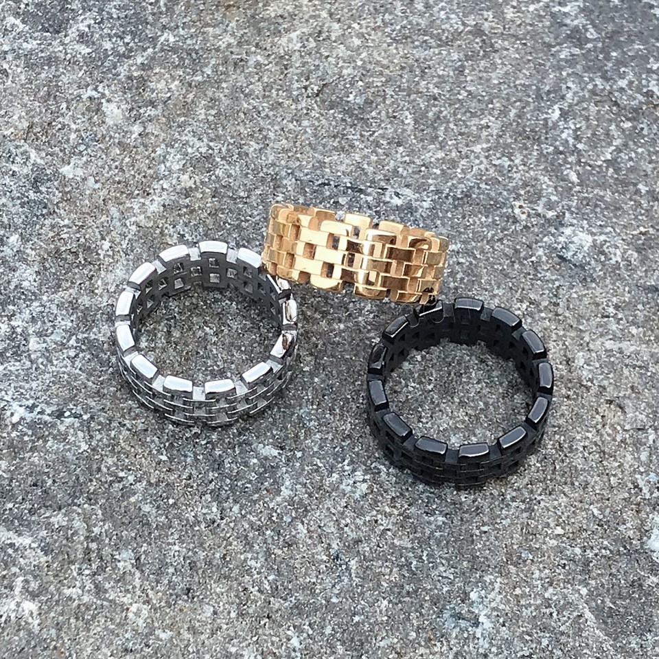 Titan Stahl Fingerring, Titanstahl, Geometrisches Muster, plattiert, unisex & verschiedene Größen vorhanden & hohl, keine, 8mm, Größe:6-12, verkauft von PC