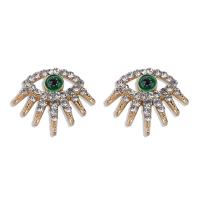 Zinc alliage strass Stud Earring, alliage de zinc, Mauvais œil, Placage de couleur d'or, pour femme & avec strass & creux Vendu par paire