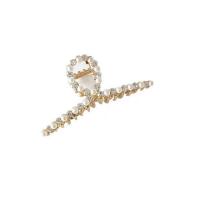 Hair Claw Clips, Zinc Alloy, with Plastic Pearl, gold color plated & with rhinestone 