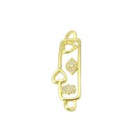 Cubic Zirconia Micro Pave Brass Connector, gold color plated, micro pave cubic zirconia & hollow Approx 3mm 