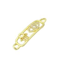 Cubic Zirconia Micro Pave Brass Connector, gold color plated, micro pave cubic zirconia & hollow Approx 3mm 