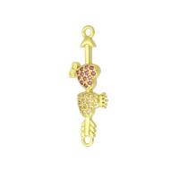 Cubic Zirconia Micro Pave Brass Connector, gold color plated, micro pave cubic zirconia Approx 1mm 