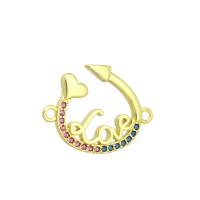 Cubic Zirconia Micro Pave Brass Connector, gold color plated, micro pave cubic zirconia Approx 1mm 