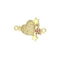 Cubic Zirconia Micro Pave Brass Connector, gold color plated, micro pave cubic zirconia Approx 1mm 