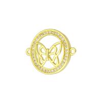 Cubic Zirconia Micro Pave Brass Connector, gold color plated, micro pave cubic zirconia & hollow Approx 1mm 