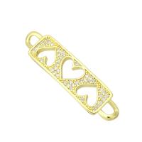 Cubic Zirconia Micro Pave Brass Connector, gold color plated, micro pave cubic zirconia & hollow Approx 3mm 