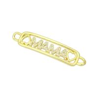 Cubic Zirconia Micro Pave Brass Connector, gold color plated, micro pave cubic zirconia & hollow Approx 3mm 