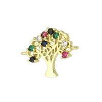 Cubic Zirconia Micro Pave Brass Connector, Tree, gold color plated, micro pave cubic zirconia Approx 1mm 