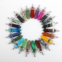 Gemstone Zinc Alloy Pendants, Natural Stone, with Zinc Alloy, polished 