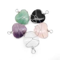 Gemstone Zinc Alloy Pendants, Natural Stone, with Zinc Alloy, Heart, polished 5-30mm 