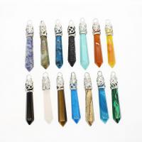 Gemstone Zinc Alloy Pendants, with Natural Stone, polished 