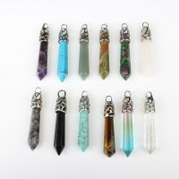 Gemstone Zinc Alloy Pendants, with Natural Stone, polished 