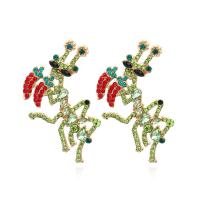 Zinc alliage strass Stud Earring, alliage de zinc, Insecte, bijoux de mode & pour femme & avec strass, multicolore Vendu par paire