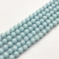 Night-Light Stone Beads, Round, polished, DIY, light blue, 8mm Approx 15 Inch 