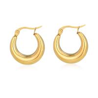 Stainless Steel Huggie Hoop Earring, gold color plated, for woman 