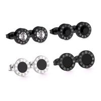 Stainless Steel Cubic Zirconia Stud Earring, with Shell, plated, micro pave cubic zirconia & for woman 