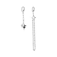 Boucles d'oreilles asymétriques, laiton, pavé de micro zircon & pour femme, argent, 50mmuff0c95mm Vendu par sac