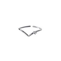 laiton Cuff Bague, avec zircon cubique, Plaqué de platine, pour femme & facettes, 5mm, Diamètre inté Environ 16.5mm Environ Vendu par sac