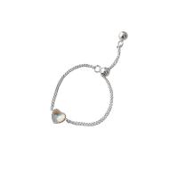 Messing Fingerring, mit Opal, Herz, Platinfarbe platiniert, Einstellbar & für Frau & facettierte, Größe:11.5, ca. 5PCs/Tasche, verkauft von Tasche