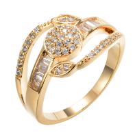 Cubic Zirconia Micro Pave Brass Finger Ring, plated & micro pave cubic zirconia & for woman & hollow US Ring 