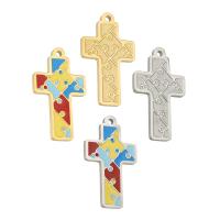 Enamel Stainless Steel Pendant, Cross, plated Approx 1mm 