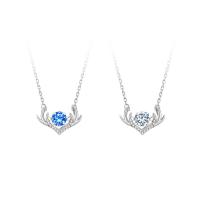 Zircon cubique Micro Pave collier en argent sterling, Argent sterling 925, Placage de couleur platine, pavé de micro zircon & pour femme, plus de couleurs à choisir Environ 15.35 pouce, Vendu par PC