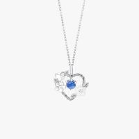 Zircon cubique Micro Pave collier en argent sterling, Argent sterling 925, avec Moonstone & chalumeau, coeur, Placage de couleur platine, différents matériaux pour le choix & pour femme Environ 15.74 pouce, Vendu par PC