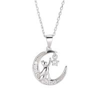 Zircon cubique Micro Pave collier en argent sterling, Argent sterling 925, avec zircon cubique, Placage, pour femme, argent cm, Vendu par PC