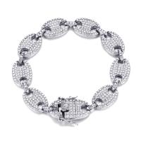 Zinc Alloy Rhinestone Bracelets, plated, Unisex & with rhinestone 13mm Approx 7.87 Inch 