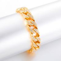 Zinc Alloy Rhinestone Bracelets, plated, Unisex & with rhinestone 13mm Approx 8.66 Inch 