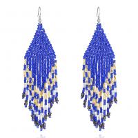 Moda flecos pendientes, Seedbead, con fundición, chapado en color de plata, Joyería, más colores para la opción, 32x122mm, Vendido por Par