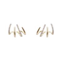 Cubic Zirconia Micro Pave Brass Earring, Geometrical Pattern, gold color plated, micro pave cubic zirconia & for woman 