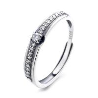 Befestigter Zirkonia Sterlingsilber Fingerring, 925er Sterling Silber, Einstellbar & verschiedene Stile für Wahl & Micro pave Zirkonia & für Frau, originale Farbe, verkauft von PC