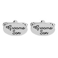 Zinc Alloy Cufflinks, platinum color plated, with letter pattern & for man 