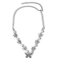 Collier de bijoux de titane, Acier titane, avec perle de plastique & alliage de zinc, papillon, Placage, pour femme, argent Environ 45 cm, Vendu par PC