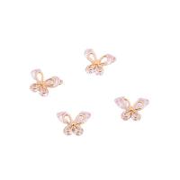 Cubic Zirconia Micro Pave Brass Pendant, Butterfly, plated, micro pave cubic zirconia, golden 