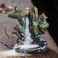 Incense Smoke Flow Backflow Holder Ceramic Incense Burner, Porcelain, handmade, for home and office & durable & multifunctional 