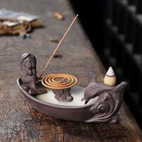 Incense Smoke Flow Backflow Holder Ceramic Incense Burner, Purple Clay, handmade, for home and office & durable & multifunctional 