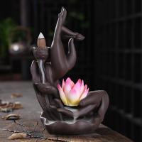 Incense Smoke Flow Backflow Holder Ceramic Incense Burner, Purple Clay, handmade, for home and office & durable & multifunctional 