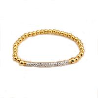 Stainless Steel Chain Bracelets, gold color plated, elastic & for woman & with rhinestone, 45mm, 5mm Approx 6-9 Inch 