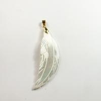 Brass Shell Pendants, White Shell, with Brass, Leaf, gold color plated, fashion jewelry white 