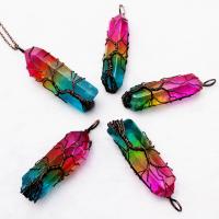 Natural Quartz Pendants, with Iron, irregular, plated, Unisex 35-60mm 