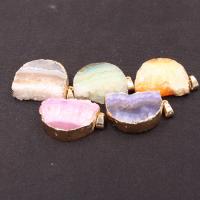 Ice Quartz Agate Pendants, with Brass, gold color plated, Unisex 